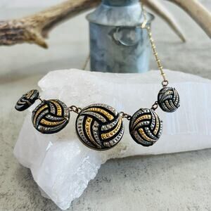 Pididdly Links Gold Silver Black Plated Brass Swirl Link Necklace 16in.